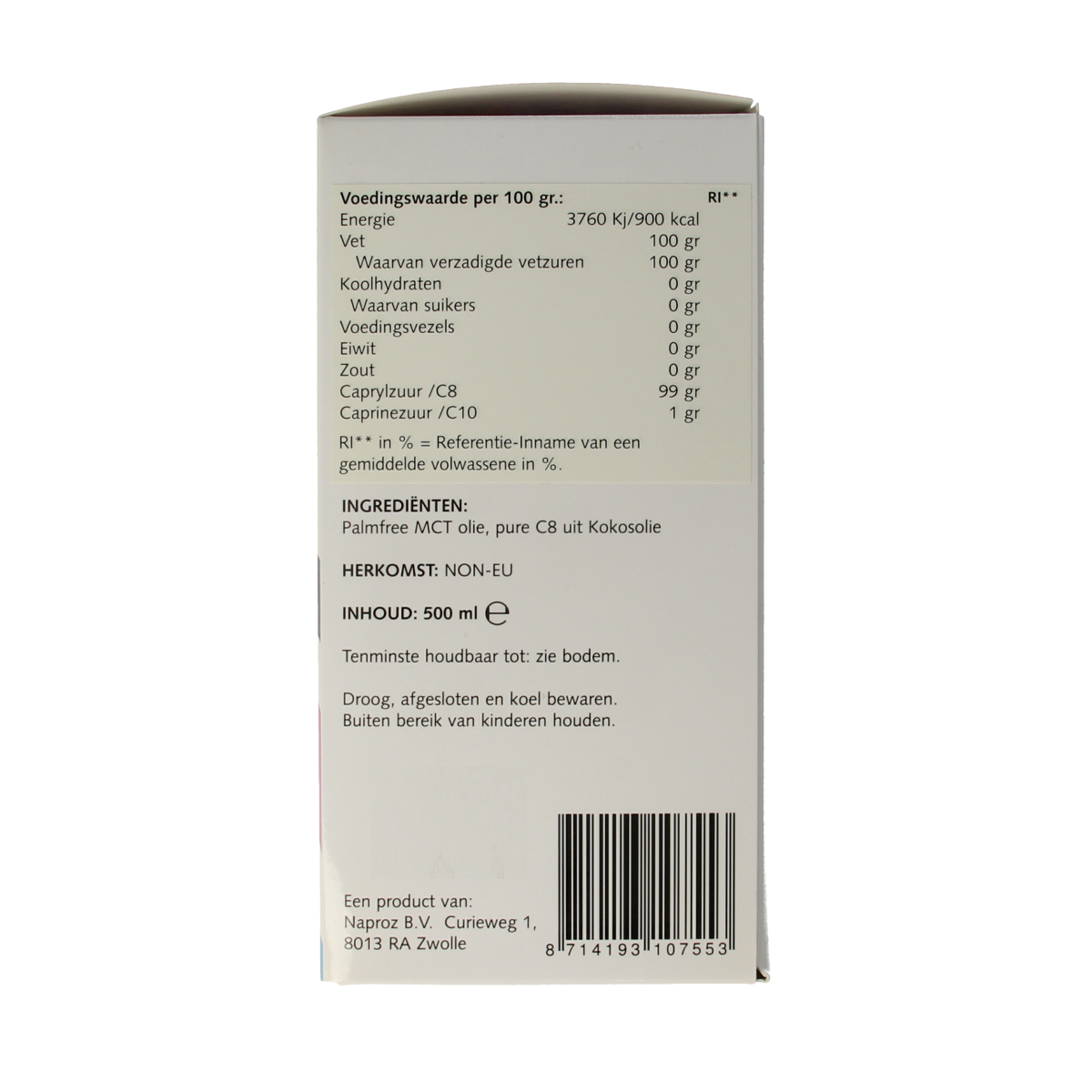 Nutriforce MCT 8 olie 500.00 Milliliter