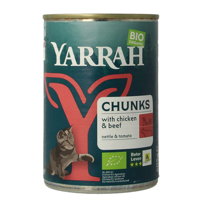 Yarrah Kattenvoer chunks met kip en rund bio 405.00 Gram