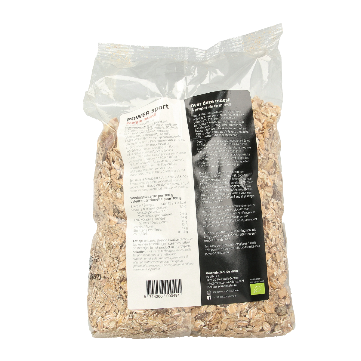 De Halm Muesli energie power sport bio 1.00 Kilogram