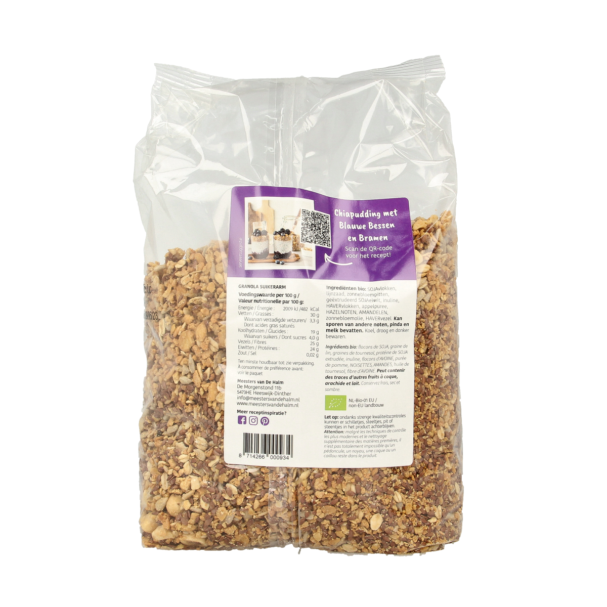 De Halm Granola suikerarm bio 1.00 Kilogram