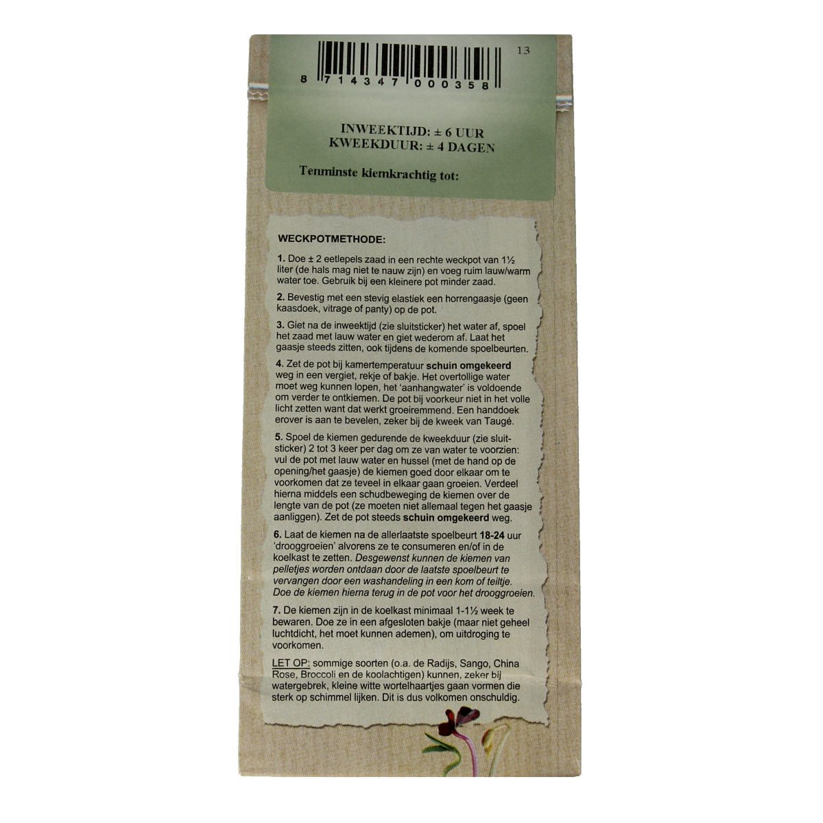 Peuleschil Kiemmixzaad bio 145.00 Gram