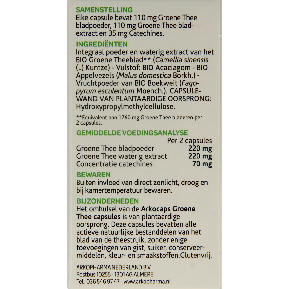 Arkocaps Groene thee bio 45.00 Capsules