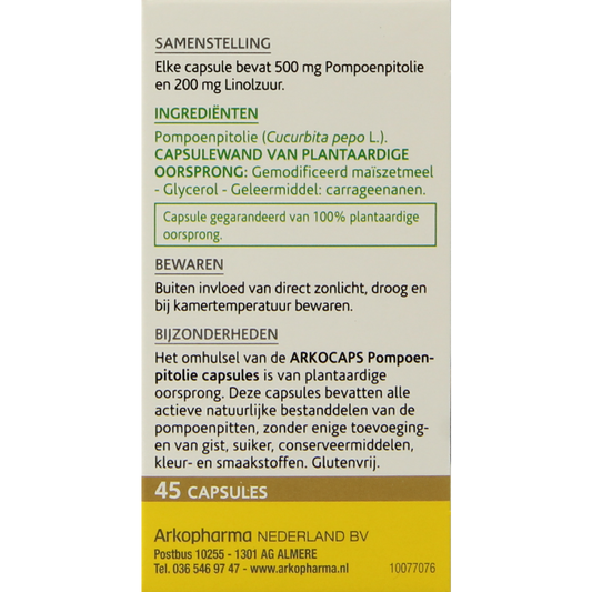 Arkocaps Pompoenpitolie 45.00 Capsules