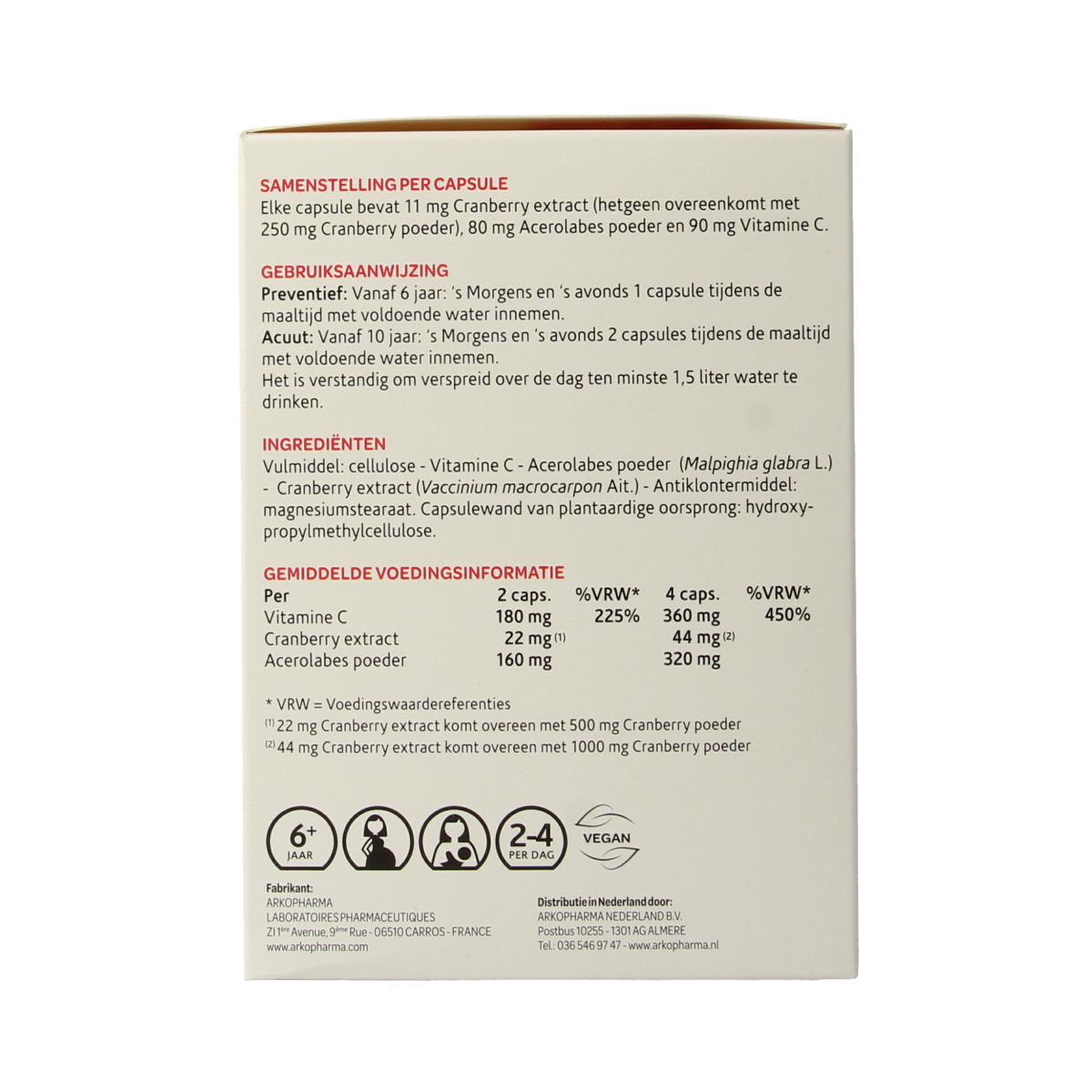 Cranberola Cranberry capsules 180.00 Vegetarische capsules