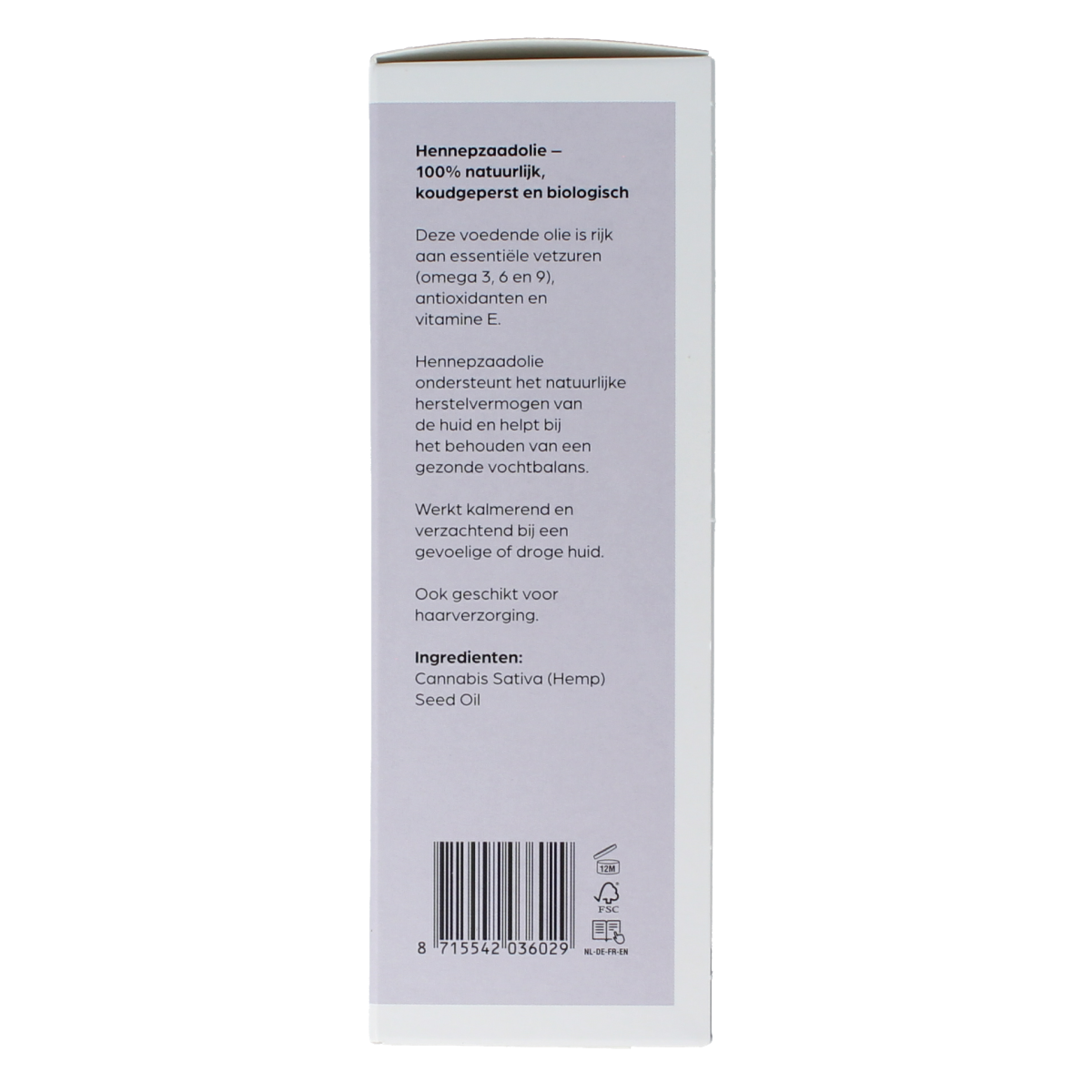 Volatile Hennepzaad koudgeperst basisolie bio glazen fles 100.00 Milliliter