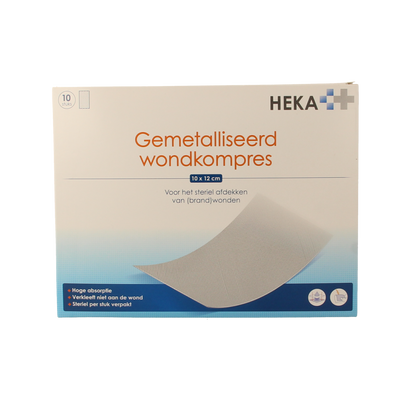 Heka Klein Wondkompres gemetalliseerd 10 x 12cm steriel 10.00 Stuks