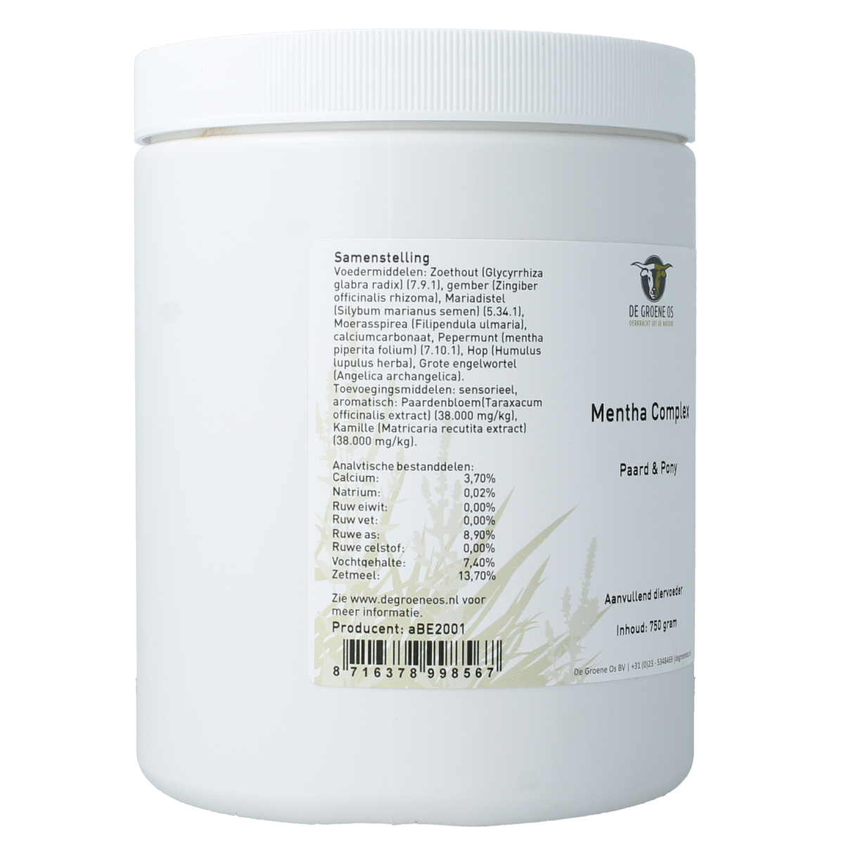 Groene Os Mentha complex paard/pony 750.00 Gram
