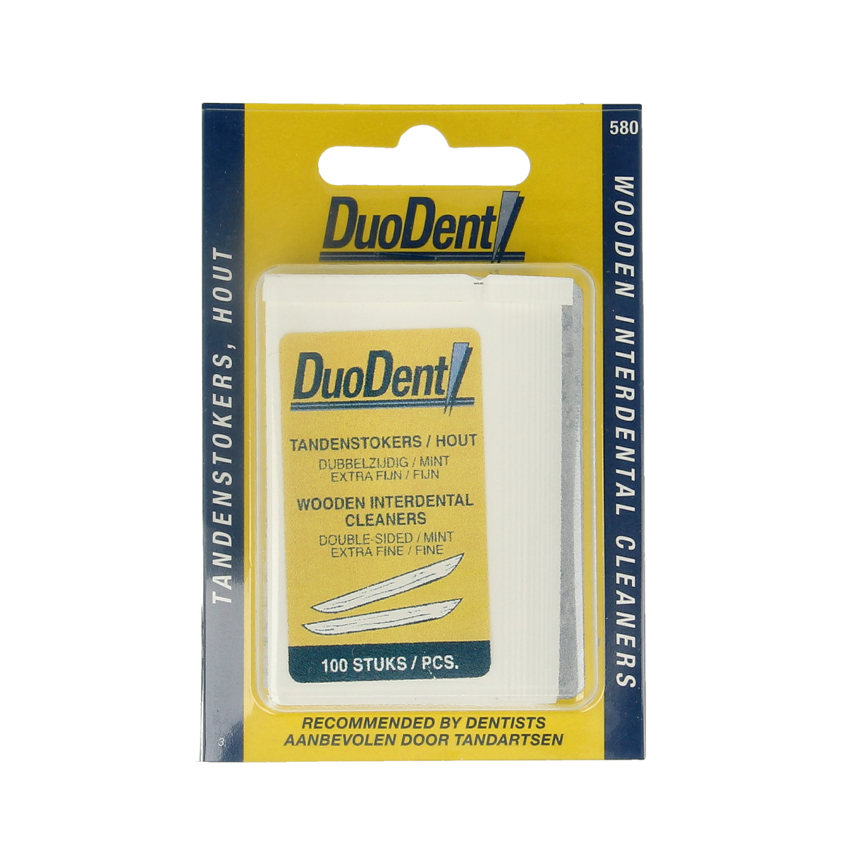 Duodent Tandenstoker hout fine/extra fine dubbelzijdig 100.00 Stuks