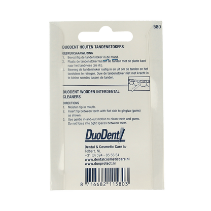 Duodent Tandenstoker hout fine/extra fine dubbelzijdig 100.00 Stuks