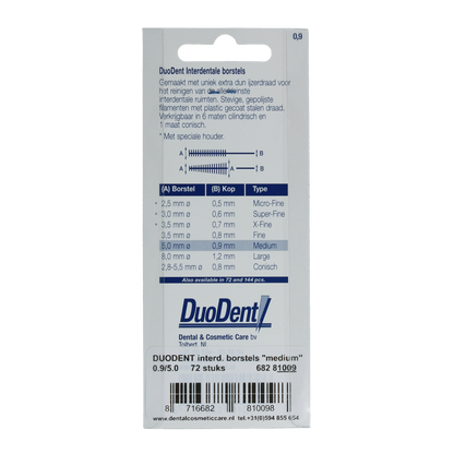 Duodent Interdentaal borstel medium 0.9 72.00 Stuks