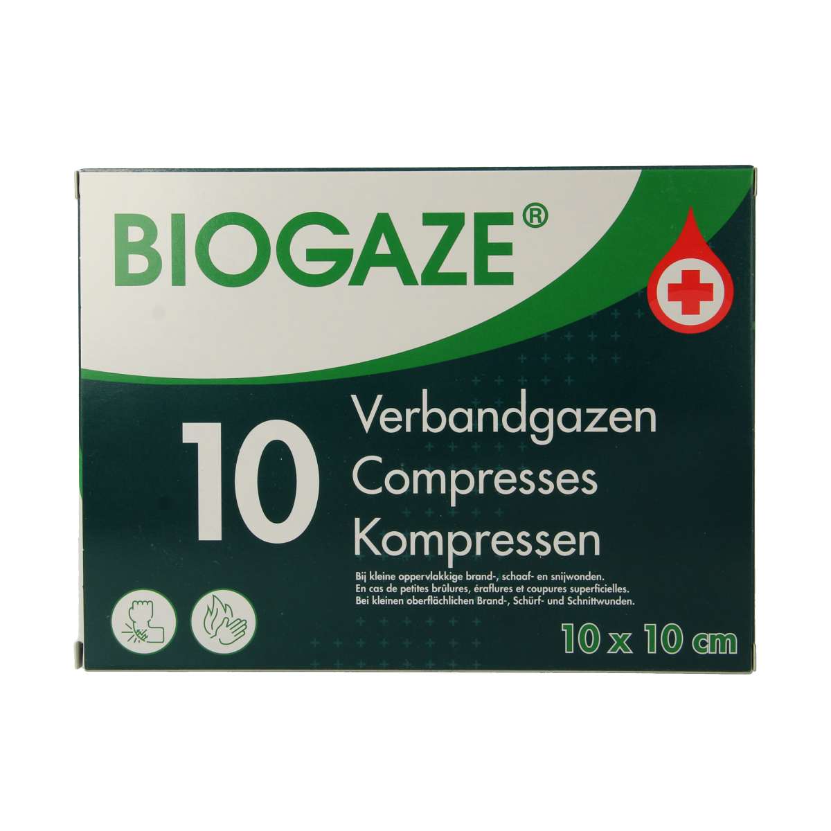 Biogaze Verbandgaas/kompres 10 x 10cm 10.00 Stuks
