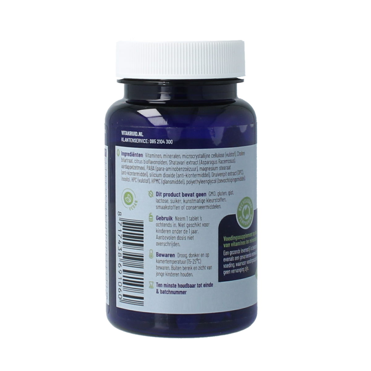 Vitakruid Multi Dag Vrouw 100% Vegan 30.00 Tabletten