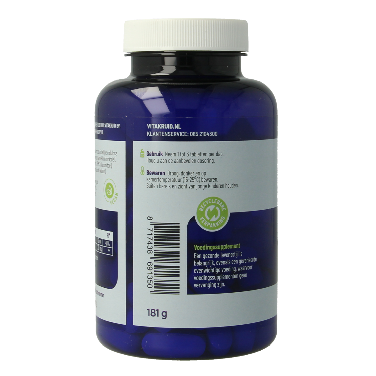 Vitakruid Magnesium 150 Bisglycinaat met 200mg L-Taurine 90.00 Tabletten