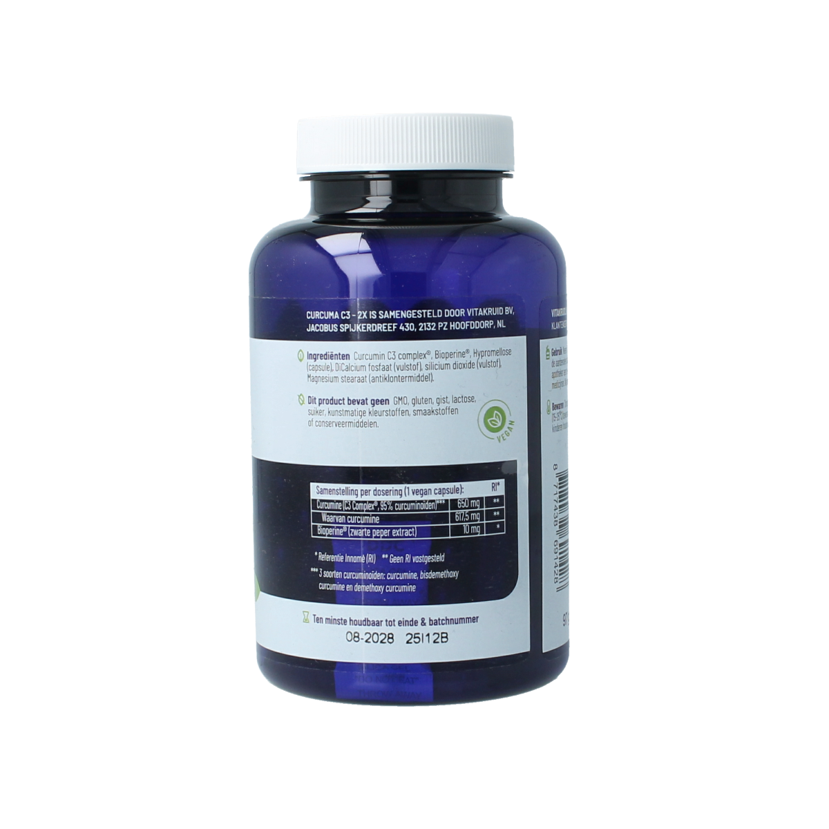 Vitakruid Curcuma C3-2X (95%  curcuminoiden) met Bioperine 120.00 Vegetarische capsules