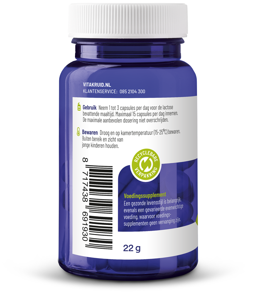 Vitakruid Lactase enzym OptiFerm 3.000 FCC 90.00 Vegetarische capsules