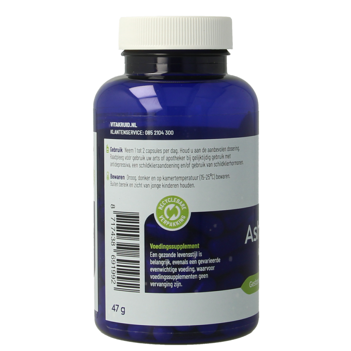 Vitakruid Ashwagandha 5% withanoliden KSM-66 & Bioperine 90.00 Vegetarische capsules
