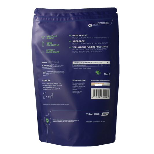 Vitakruid Creatine Monohydraat gemicroniseerd tot 200 mesh 450.00 Gram
