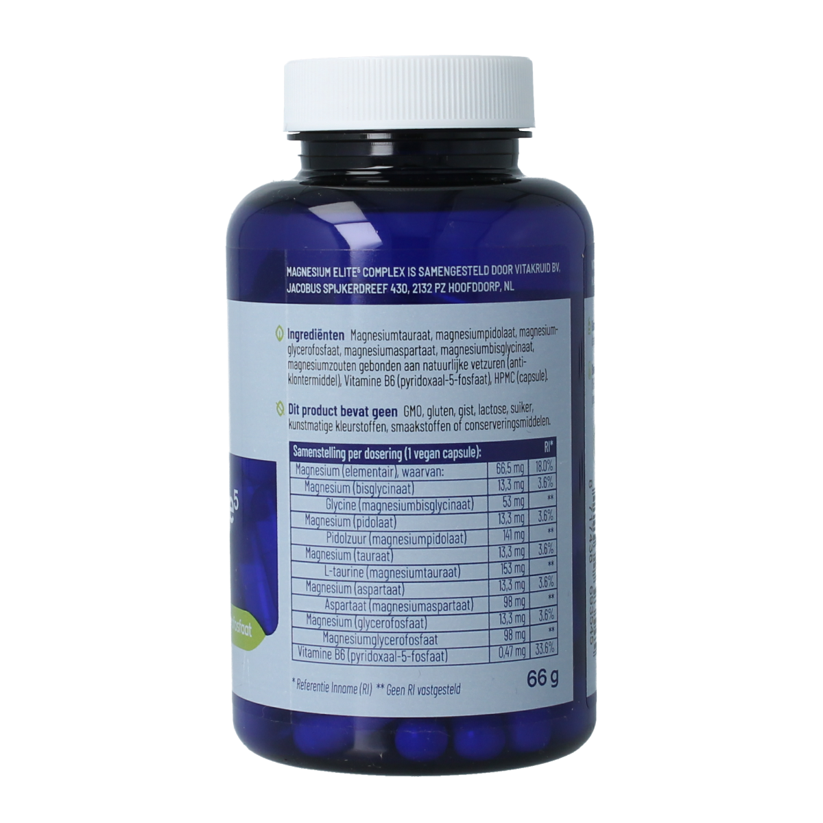 Vitakruid Magnesium elite5 complex oa aspartaat & pidolaat 90.00 Vegetarische capsules