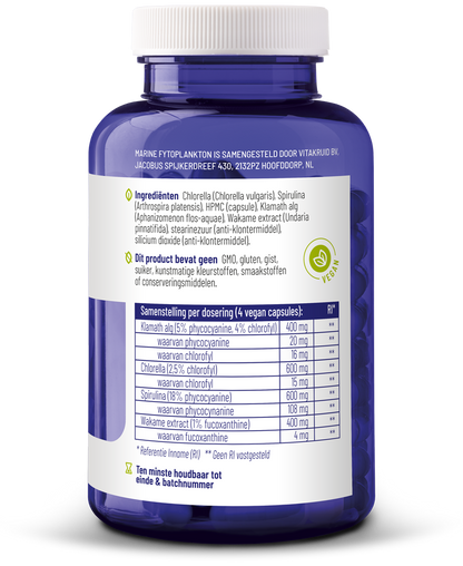 Vitakruid Marine fytoplankton met oa klamath, wakame extract 120 Vegetarische capsules