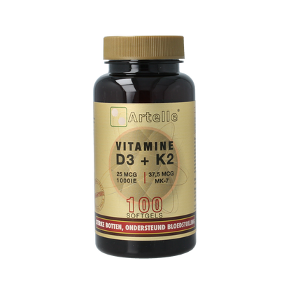 Artelle Vitamine D3 25mcg + K2 37,5 mcg MK-7 100 Softgels