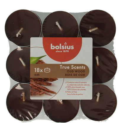 Bolsius True Scents theelichten old wood 18.00 Stuks