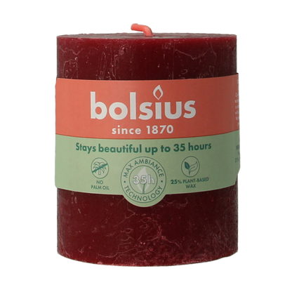 Bolsius Rustiekkaars shine 80/68 velvet red 1 Stuks