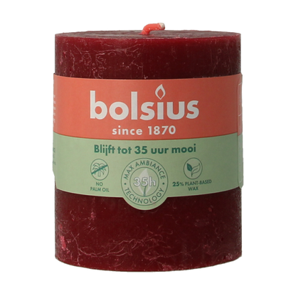 Bolsius Rustiekkaars shine 80/68 velvet red 1 Stuks