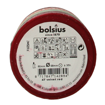 Bolsius Rustiekkaars shine 80/68 velvet red 1 Stuks