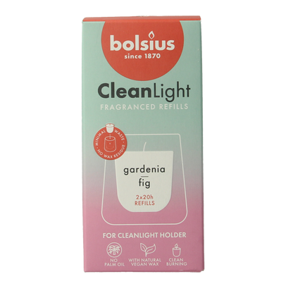 Bolsius Clean Light navulling gardenia / fig 2 Stuks