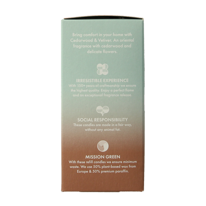 Bolsius Clean Light navulling 2 pack Cedarwood / Vertiver 212 Gram
