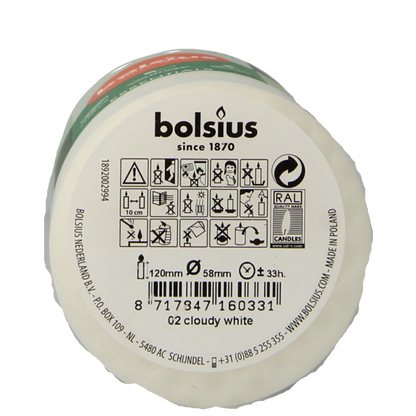 Bolsius Stompkaars 120/58 cloudy white 1 Stuks