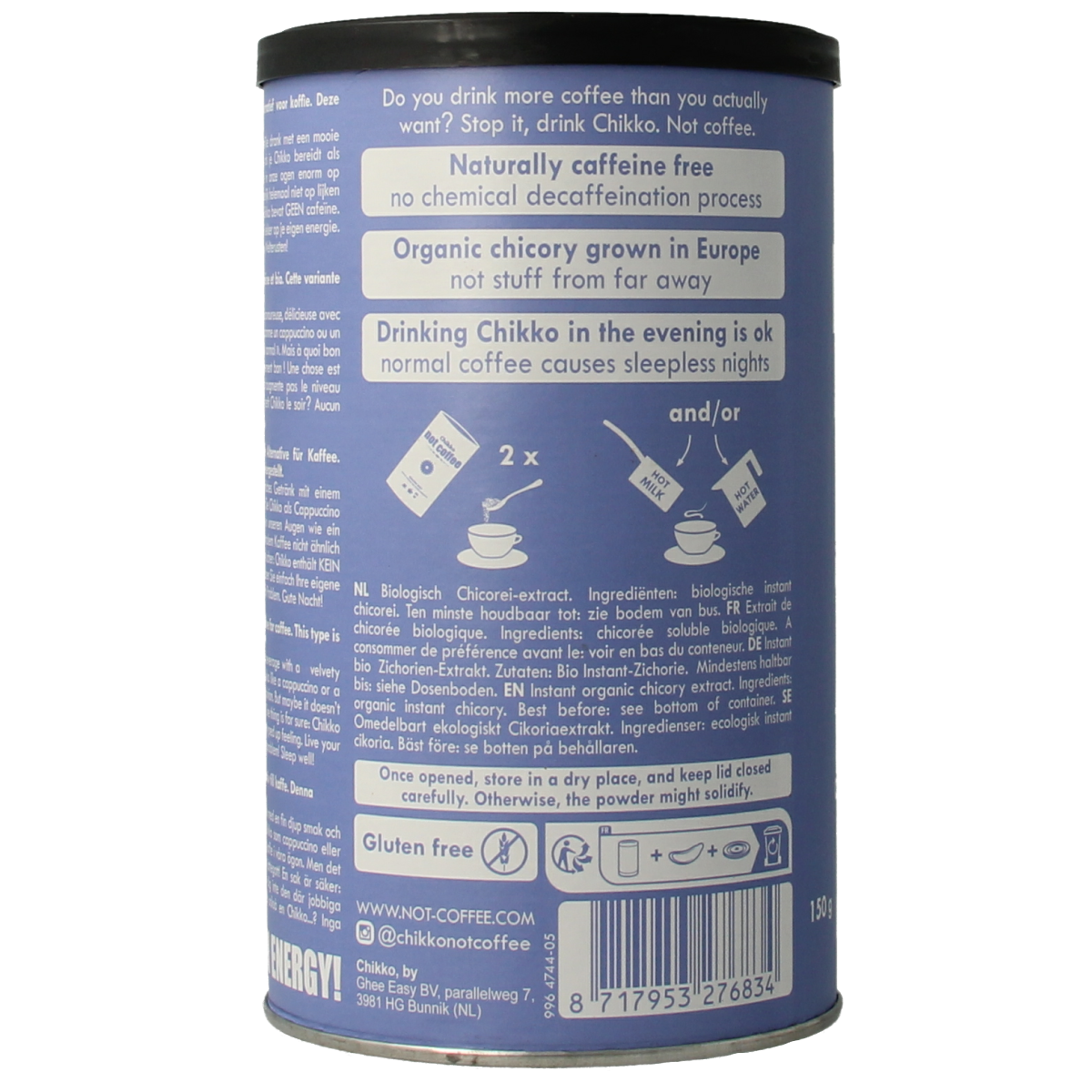 Chikko Not coffee cichorei geroosterd bio 150.00 Gram