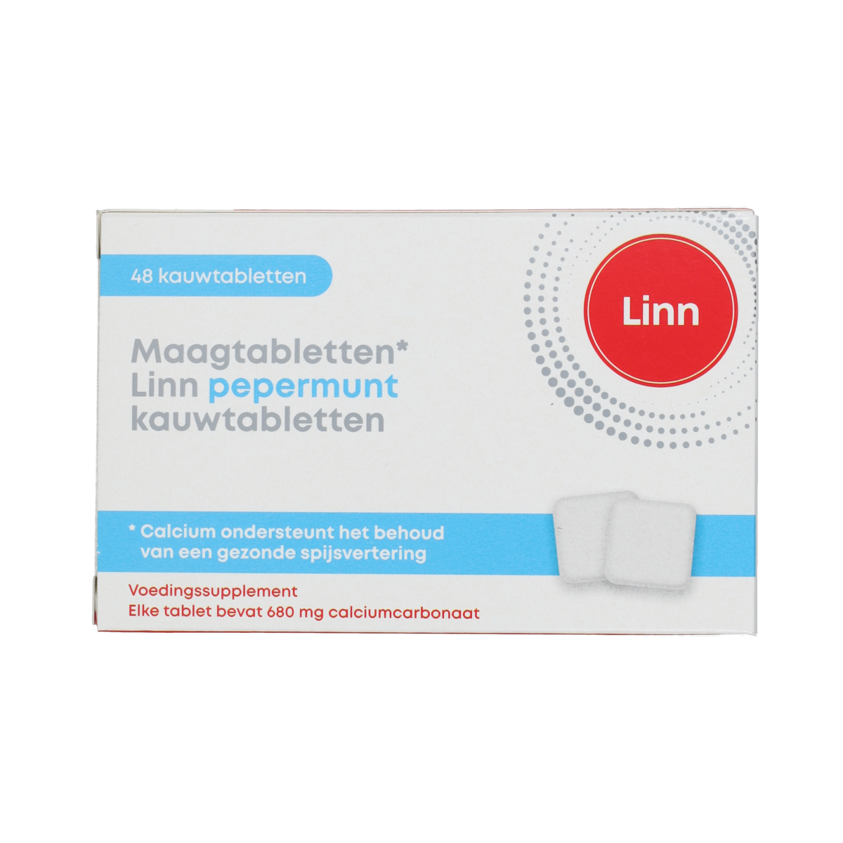 Linn Maagtabletten pepermunt 48.00 Kauwtabletten
