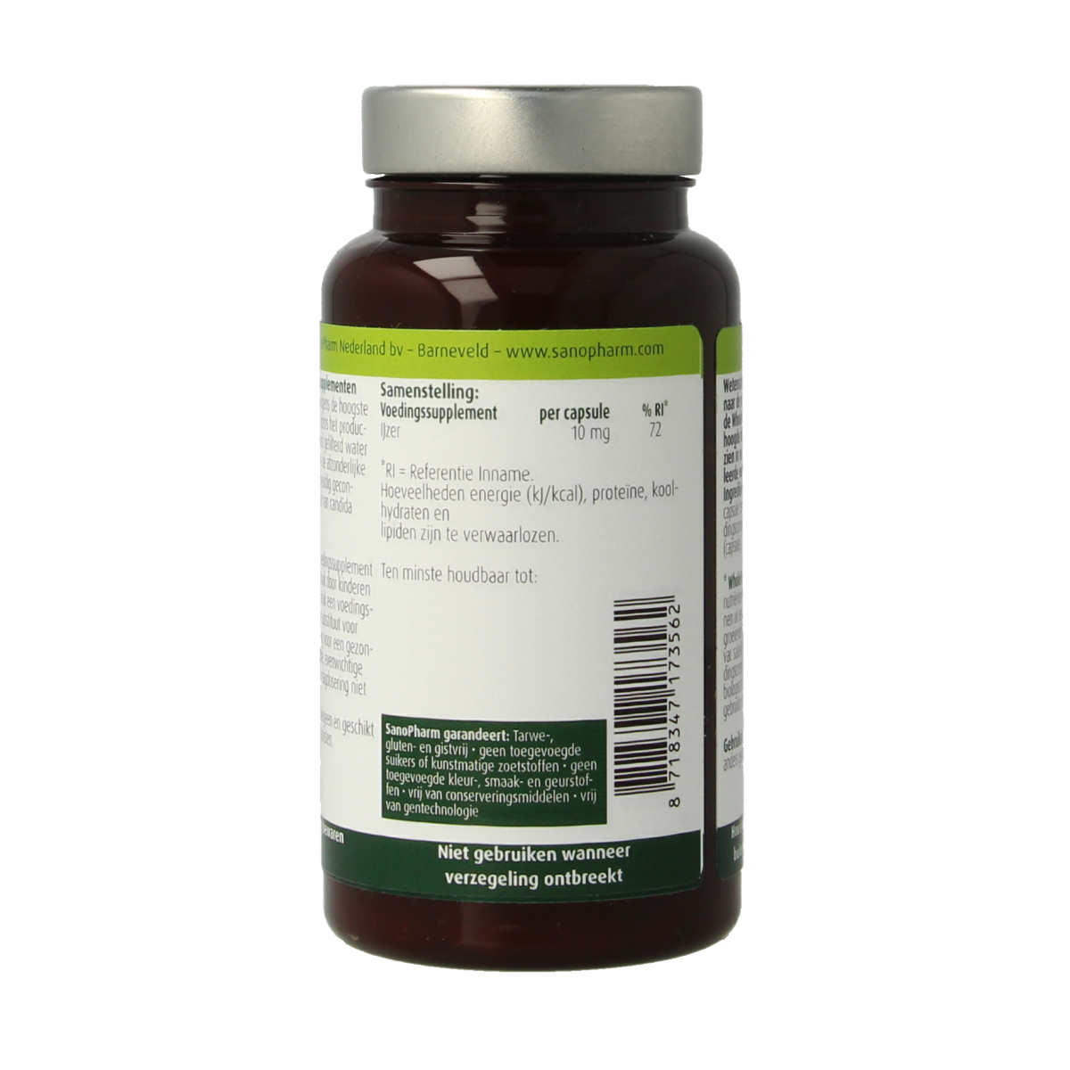 SanoPharm IJzer 10mg wholefood 30.00 Capsules