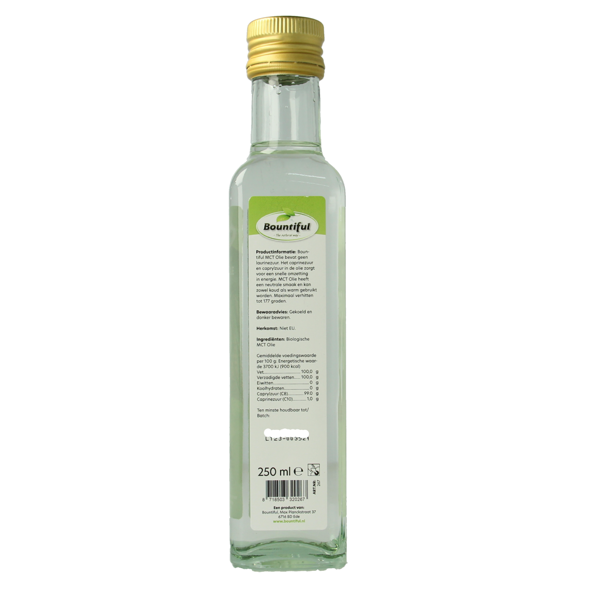 Bountiful Mct olie coconut pure - 99% caprylic bio 250.00 Milliliter