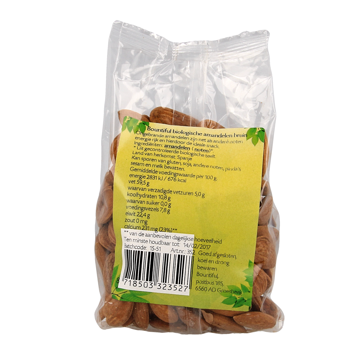 Bountiful Amandelen ongebrand bio 200.00 Gram