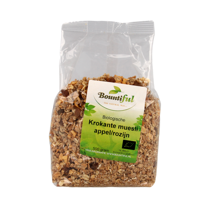 Bountiful Granola appel rozijn muesli bio 500.00 Gram