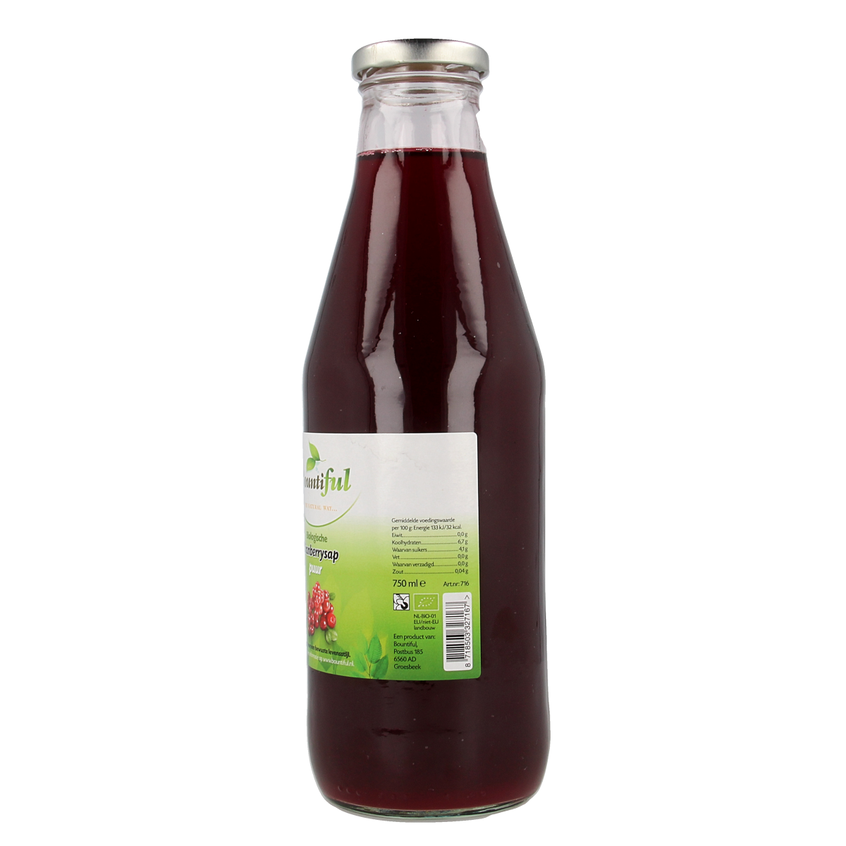 Bountiful Cranberrysap bio 750.00 Milliliter