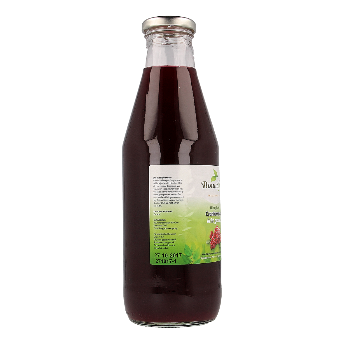 Bountiful Cranberrysap gezoet bio 750.00 Milliliter