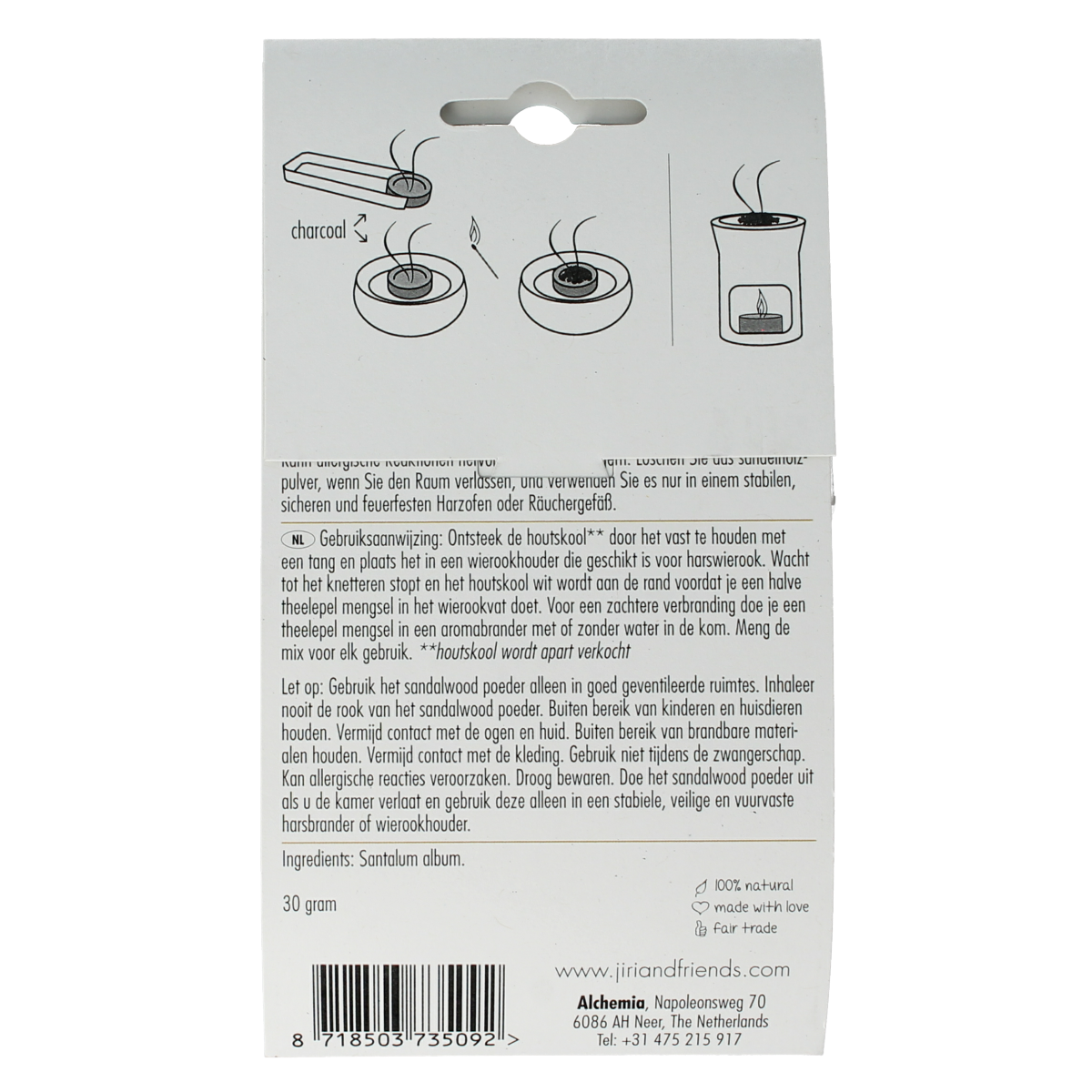 Jiri & Friends Harswierook sandalwood powder 30.00 Gram