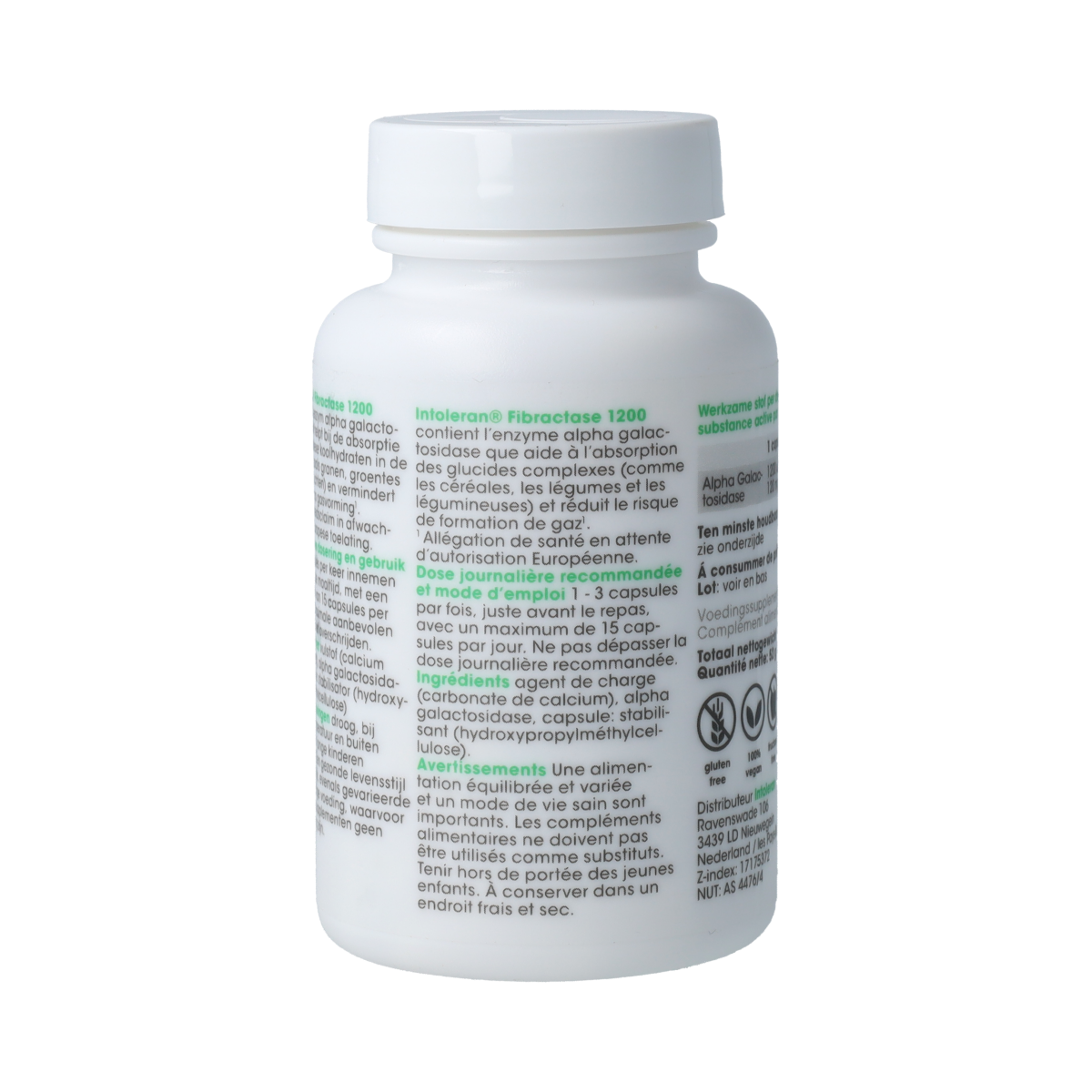Intoleran Fibractase 1200 108.00 Vegetarische capsules
