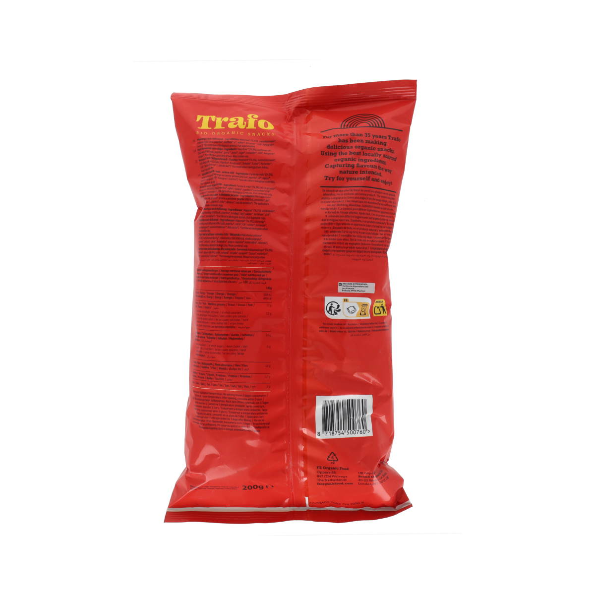 Trafo Tortilla chips chili bio 200.00 Gram