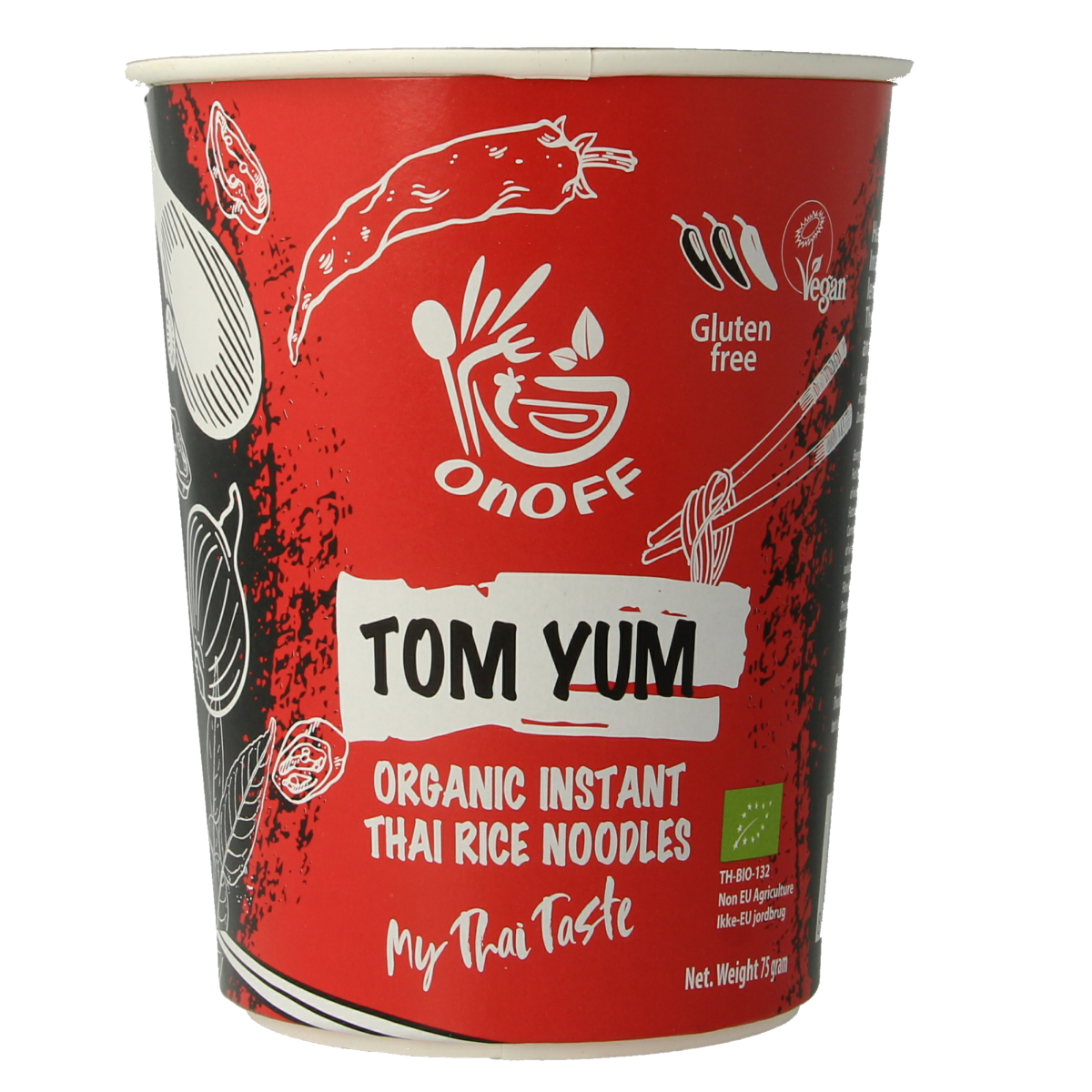 Onoff Instant noodlesoup tom yum bio 75.00 Gram