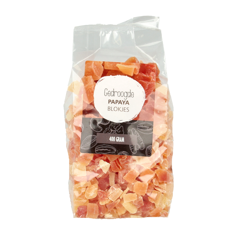 MijnNatuurwinkel Papaya blokjes gedroogd 400 Gram