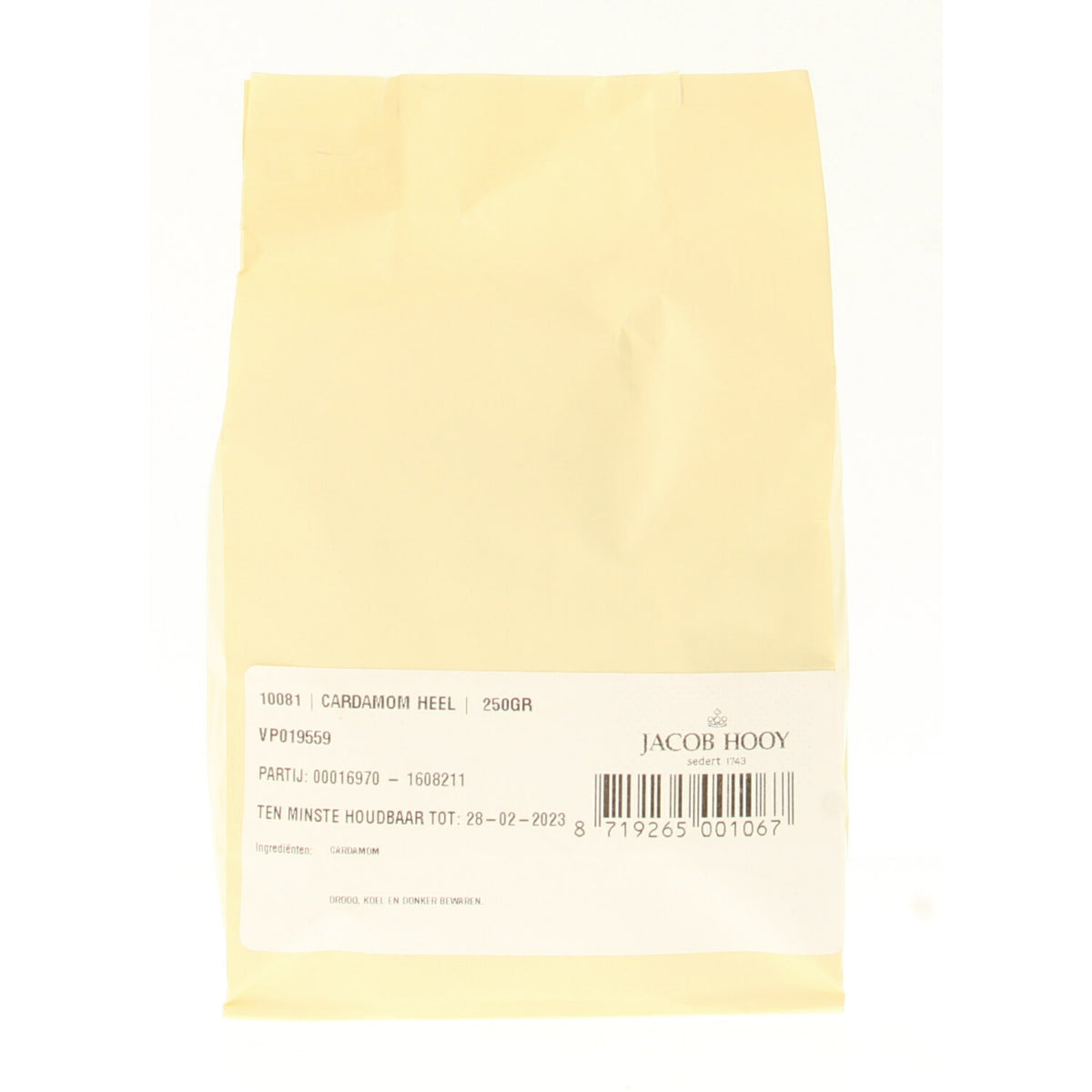 Jacob Hooy Cardamom zaad heel 250.00 Gram