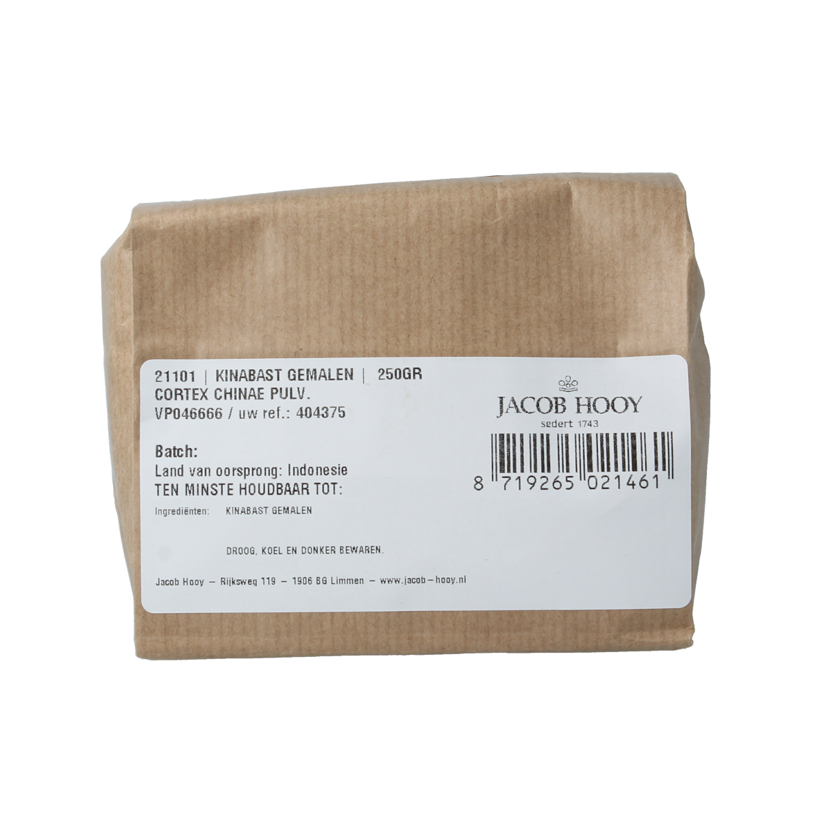 Jacob Hooy Kinabast gemalen 250.00 Gram