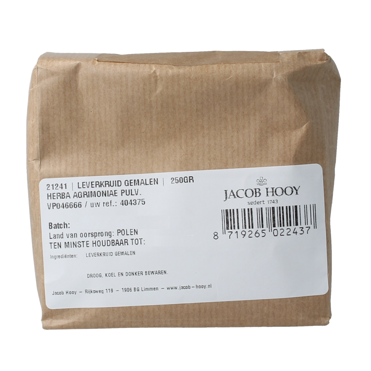 Jacob Hooy Leverkruid gemalen 250.00 Gram