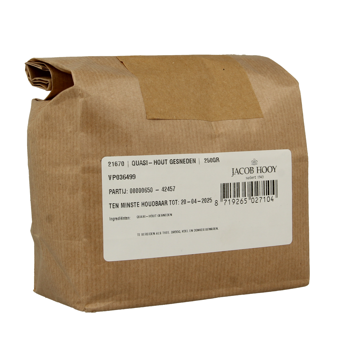 Jacob Hooy Quassi hout gesneden  250.00 Gram