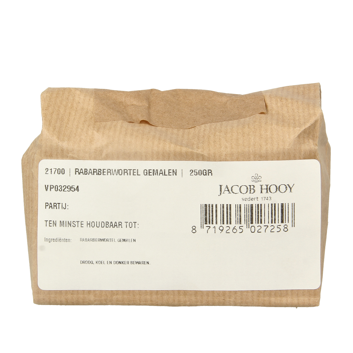 Jacob Hooy Rabarberwortel gemalen 250.00 Gram