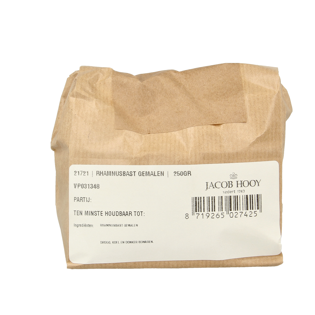 Jacob Hooy Rhamnusbast vuilboombast gemalen 250.00 Gram